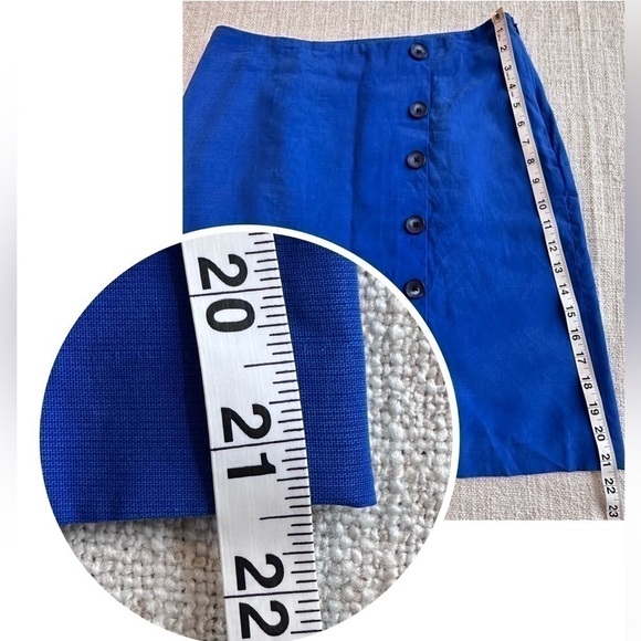 ANN TAYLOR Royal Blue Skirt Rayon Lined Midi Pencil Buttons Soft Women’s 10 - Picture 12 of 13